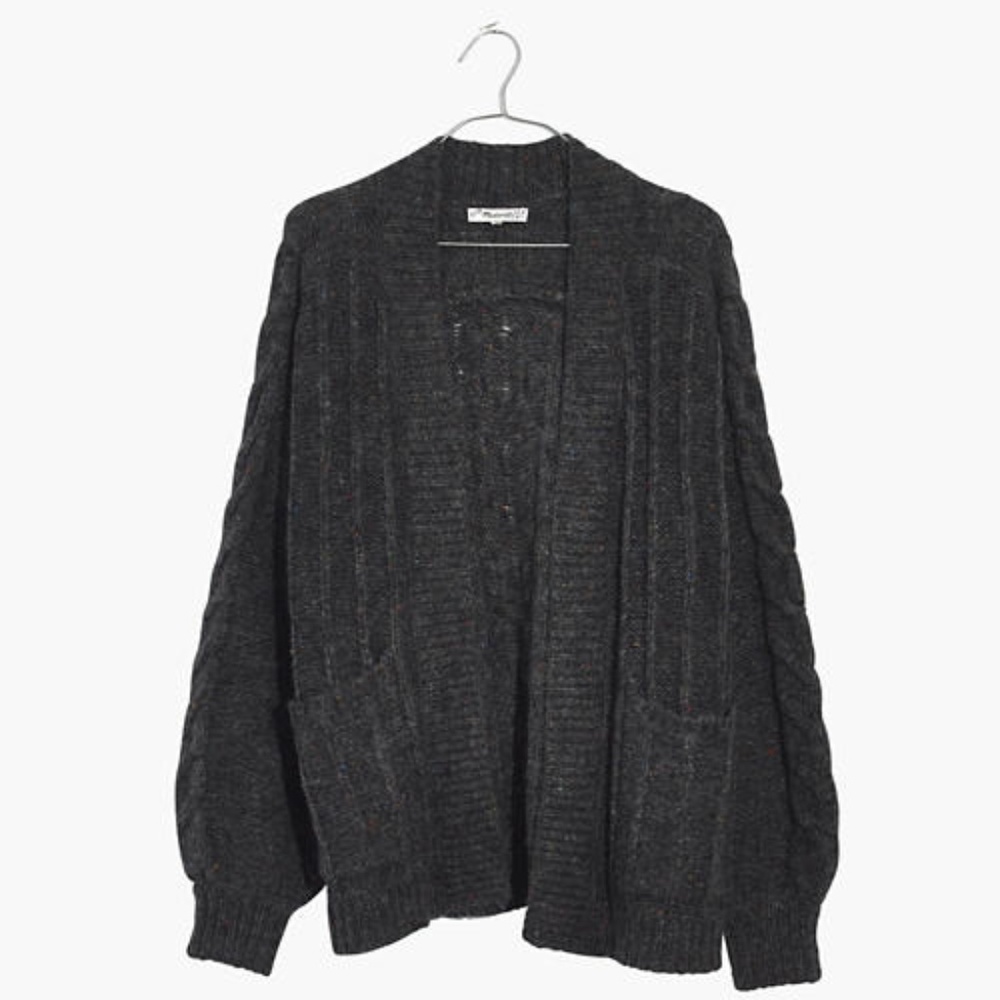 ISO Madewell Bubble Sleeve Cableknit Cardigan